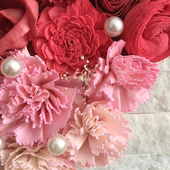 Sola Wood Flower Red Pink Ombre Hanging Heart - Picture 5 of 5